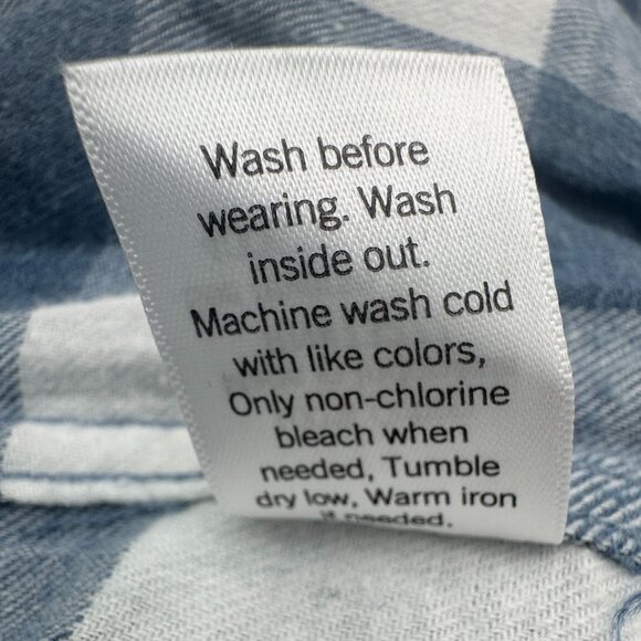 NWT Sonoma Men's Big & Tall Blue White Plaid Long Sleeve Flannel Size 5XB - Picture 6 of 7